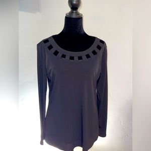 Nice black blouse with cutout around the neck
